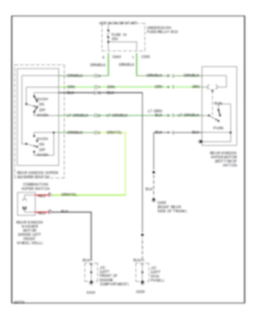 Электросхема заднего стеклоочистителя дворника и омывателя для Honda Civic LX 1995