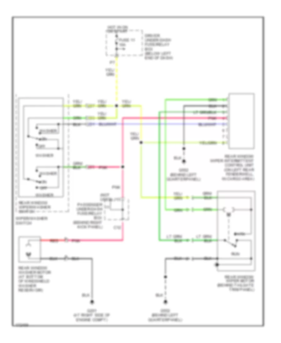 Электросхема заднего стеклоочистителя дворника и омывателя для Honda Odyssey LX 2004