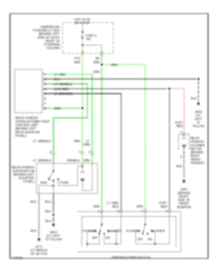 Электросхема заднего стеклоочистителя дворника и омывателя для Honda Element DX 2003