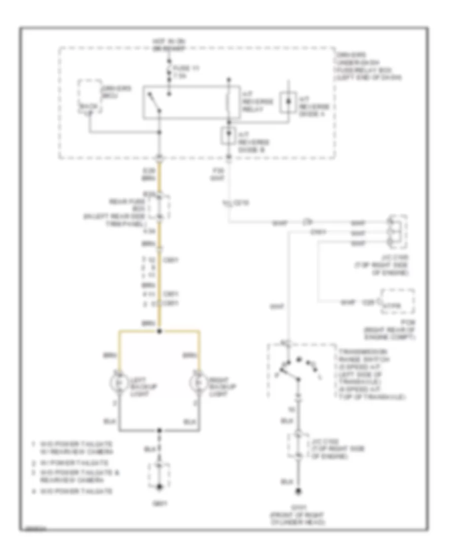 Backup Lamps Wiring Diagram for Honda Odyssey LX 2013