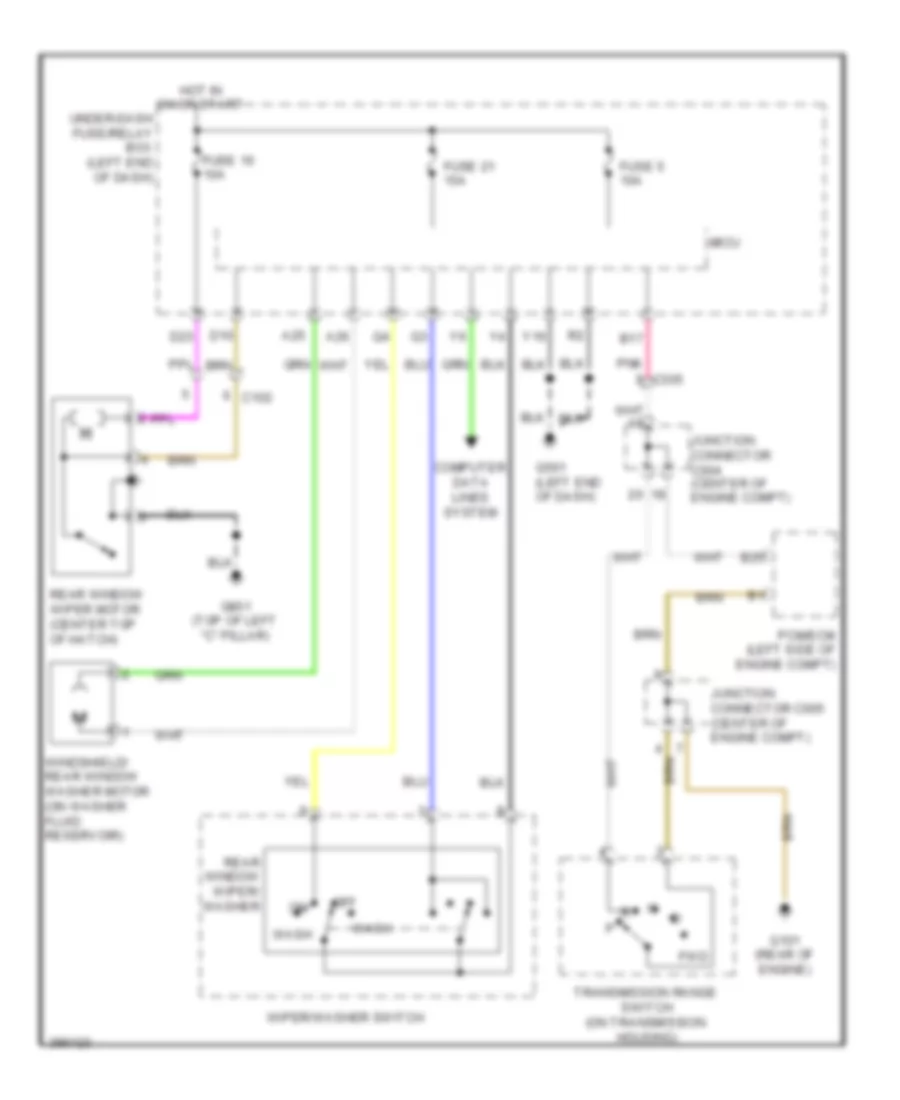 Электросхема заднего стеклоочистителя дворника и омывателя для Honda CR-Z EX 2014