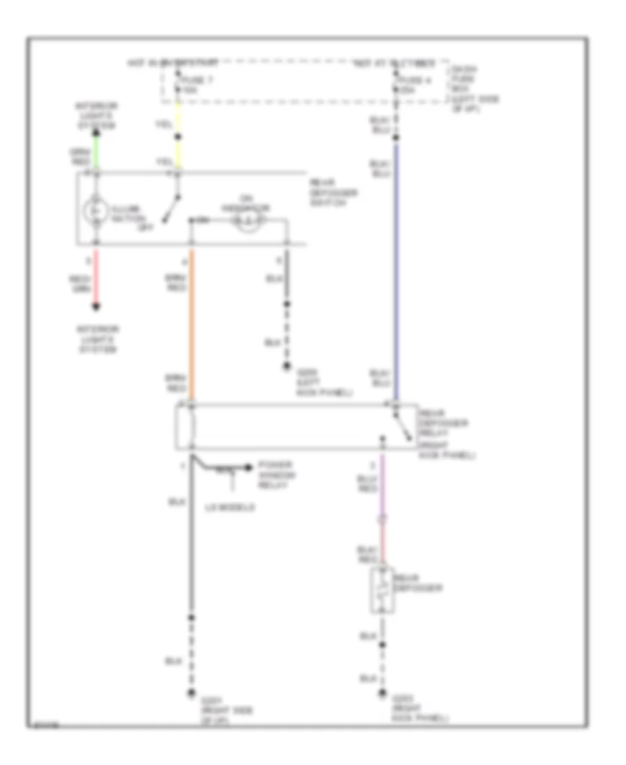 Defogger Wiring Diagram Early Production for Honda Passport DX 1995