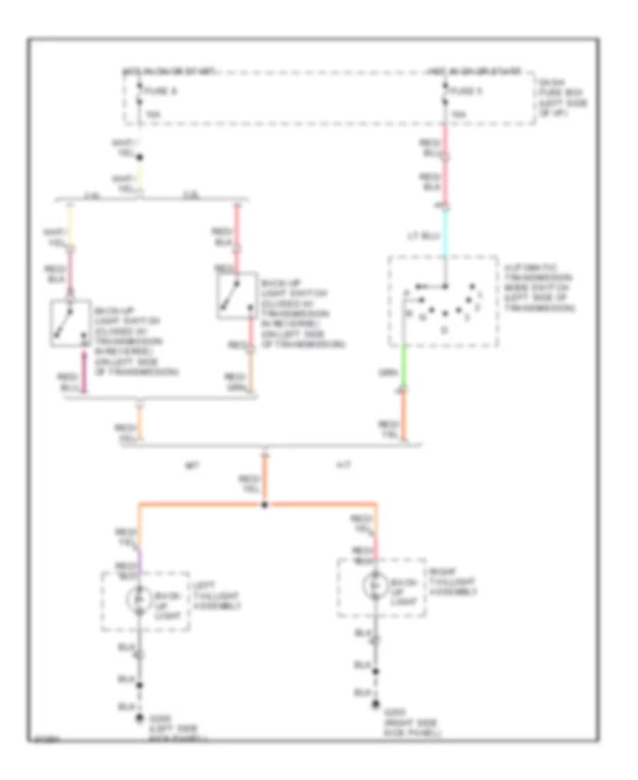 Backup Lamps Wiring Diagram Early Production for Honda Passport DX 1995