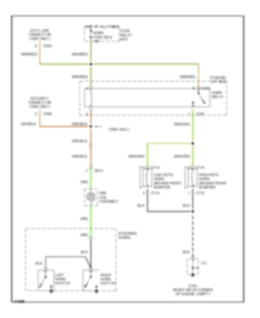 Horn Wiring Diagram, Late Production for Honda Passport DX 1995
