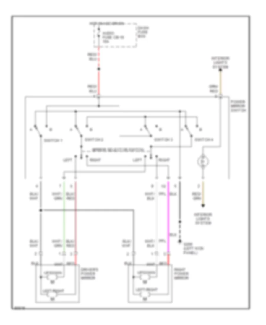 Power Mirror Wiring Diagram, Late Production for Honda Passport DX 1995