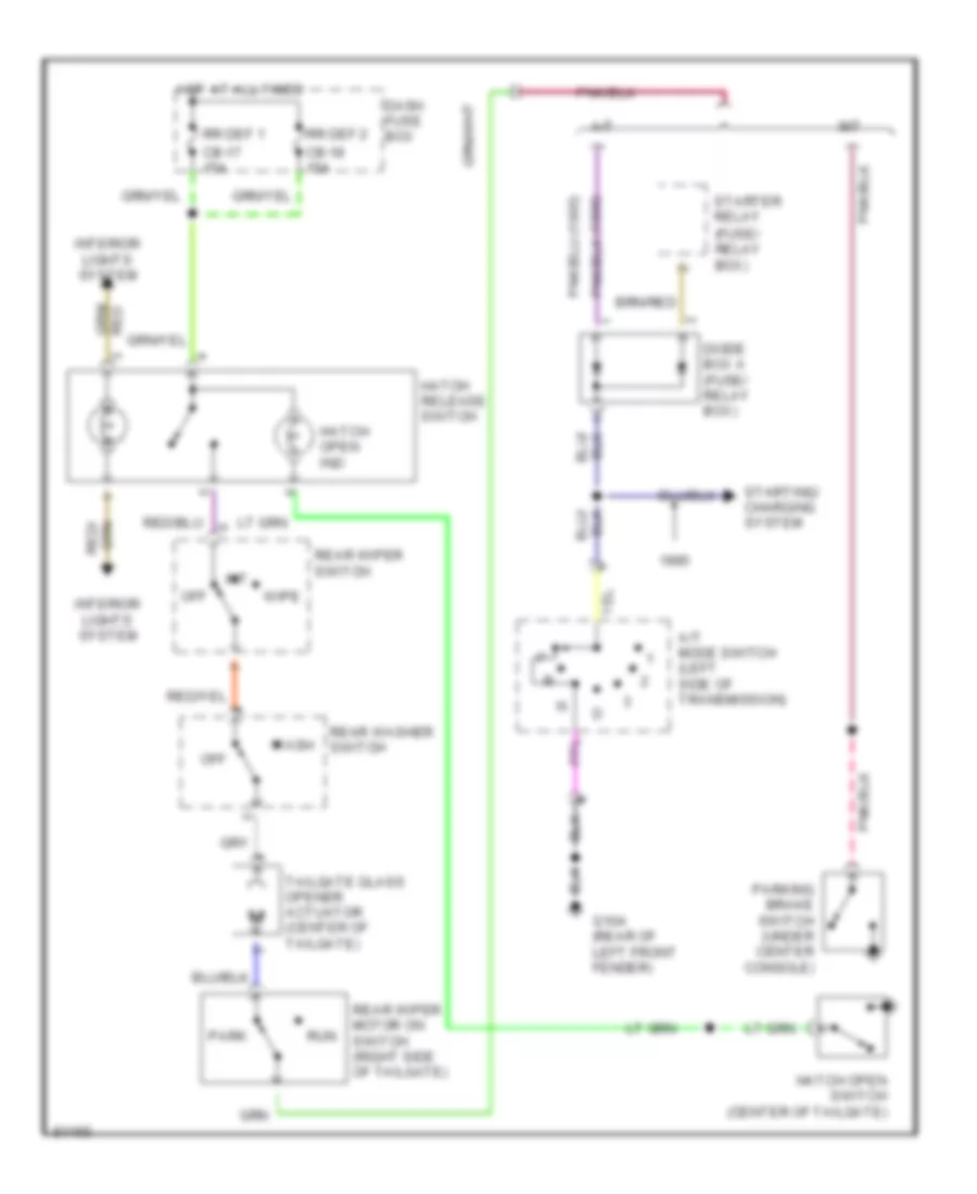 Tailgate Release Wiring Diagram, Late Production for Honda Passport DX 1995