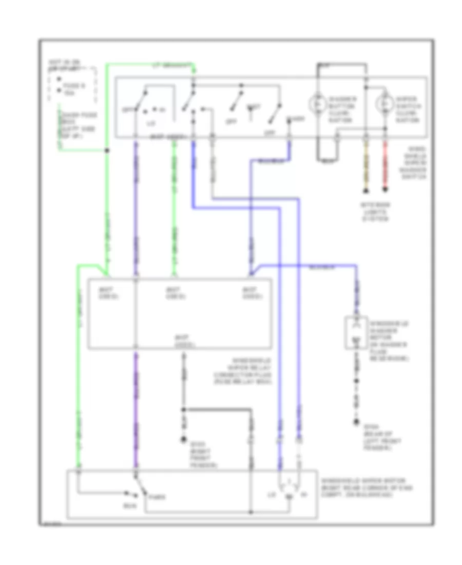 Электросхема переднего дворника стеклоочистителя и омывателя, без Неустойчивая (Дорестайлинг) для Honda Passport DX 1995
