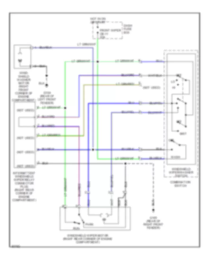Электросхема переднего дворника стеклоочистителя и омывателя, без Неустойчивая (Посол Рестайлинга) для Honda Passport DX 1995