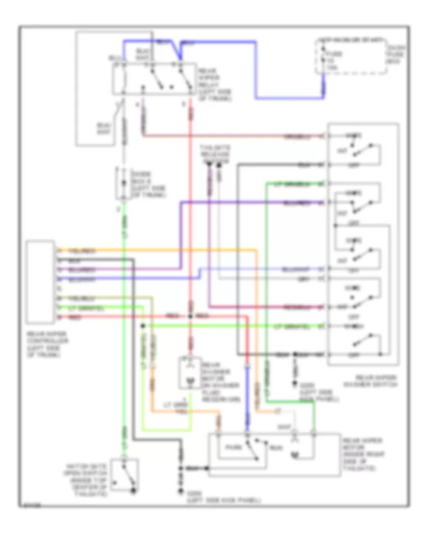 Rear WasherWiper Wiring Diagram, Early Production for Honda Passport DX 1995