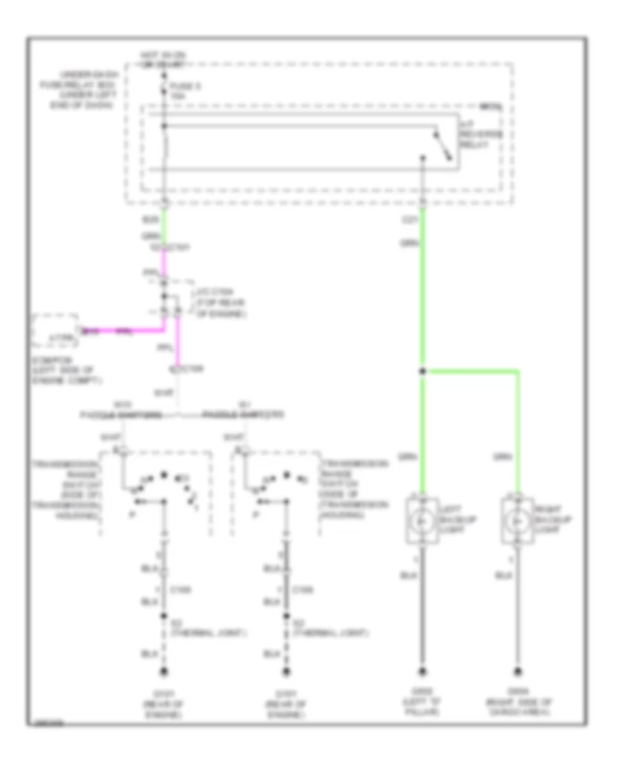 Backup Lamps Wiring Diagram, Except Electric Vehicle AT for Honda Fit EV 2014