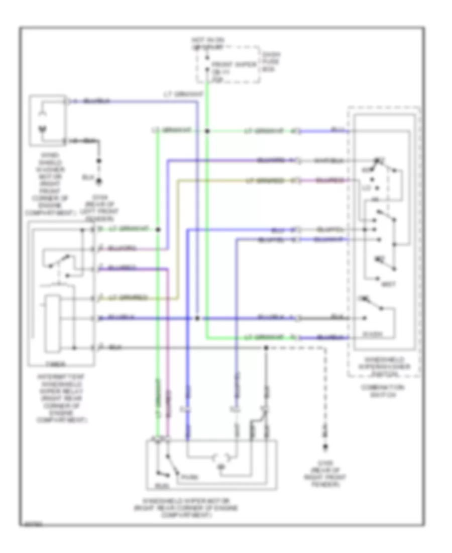 Электросхема переднего дворника стеклоочистителя и омывателя, С Неустойчивая (Посол Рестайлинга) для Honda Passport EX 1995