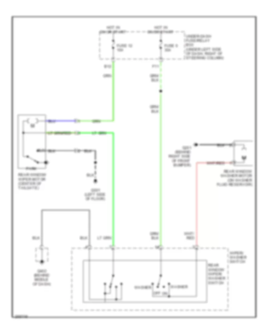 Электросхема заднего стеклоочистителя дворника и омывателя для Honda Fit Sport 2008