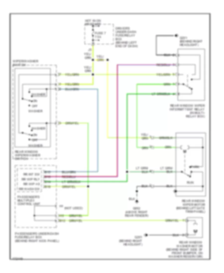 Электросхема заднего стеклоочистителя дворника и омывателя для Honda Pilot EX 2003