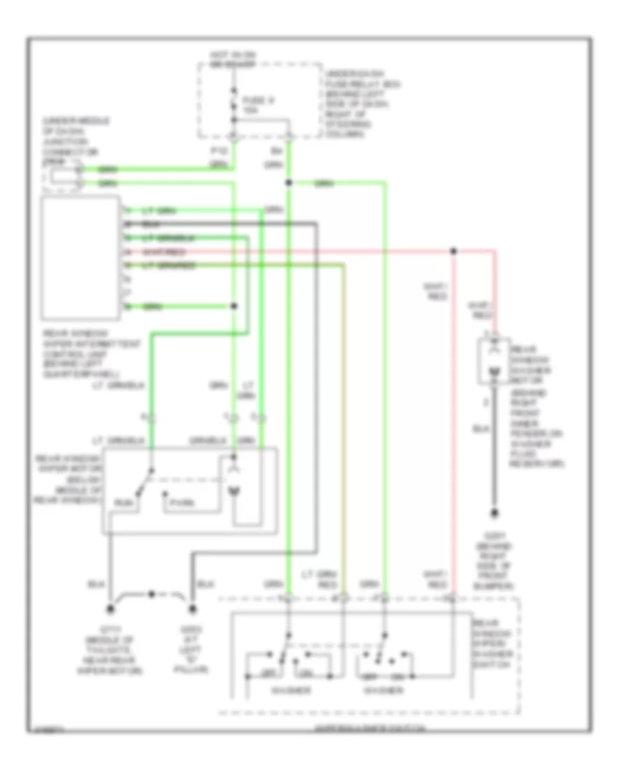 Электросхема заднего стеклоочистителя дворника и омывателя для Honda Element LX 2009