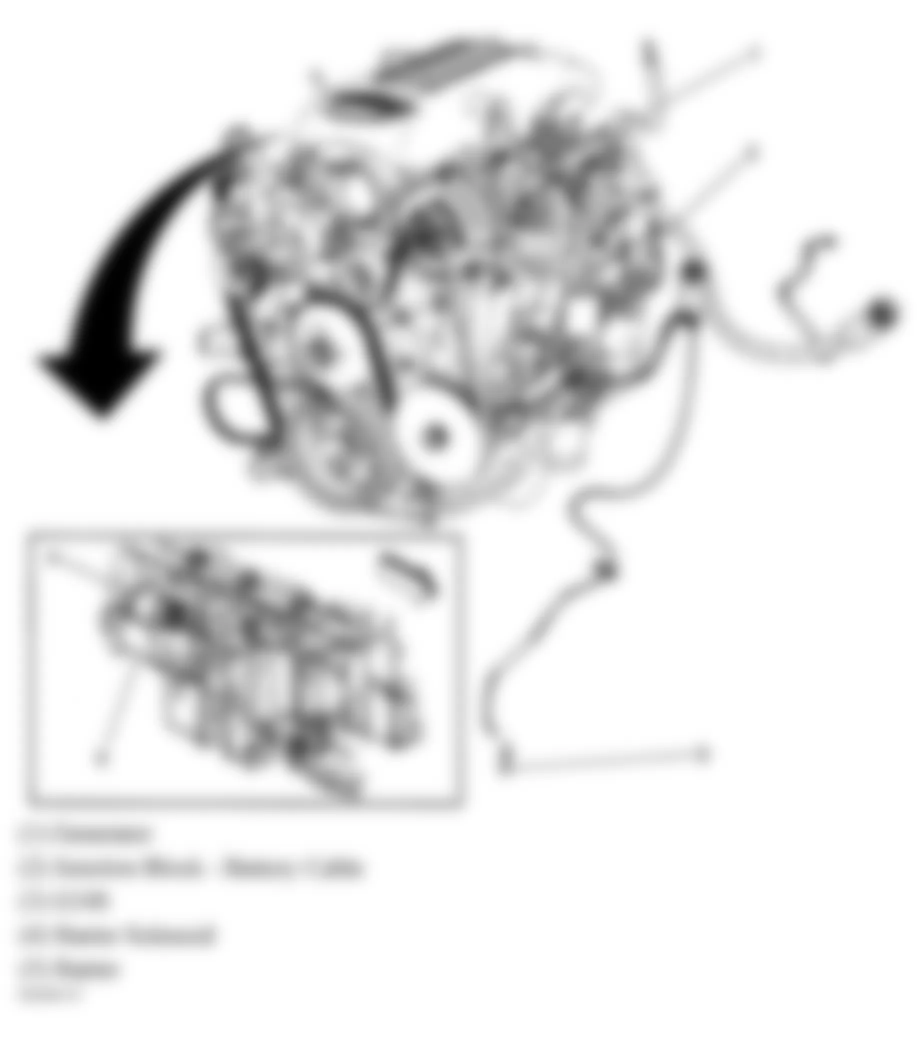 Hummer H2 2005 - Component Locations -  Left Side & Right Rear Of Engine