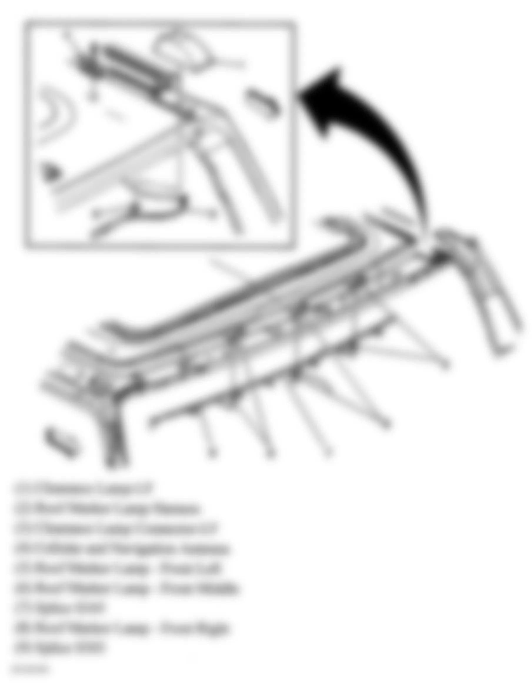 Hummer H2 2005 - Component Locations -  Front Roof Line