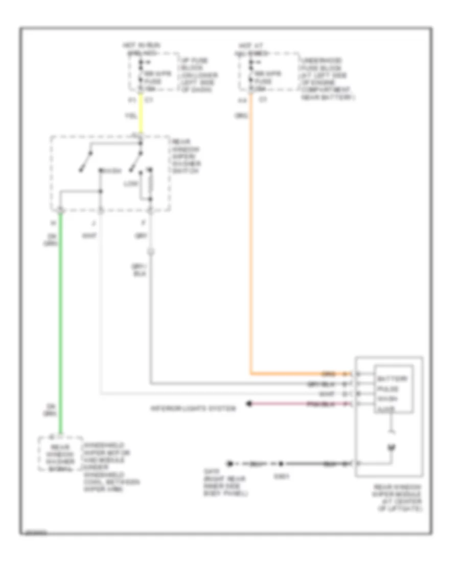 Электросхема заднего стеклоочистителя дворника и омывателя для Hummer H2 2005