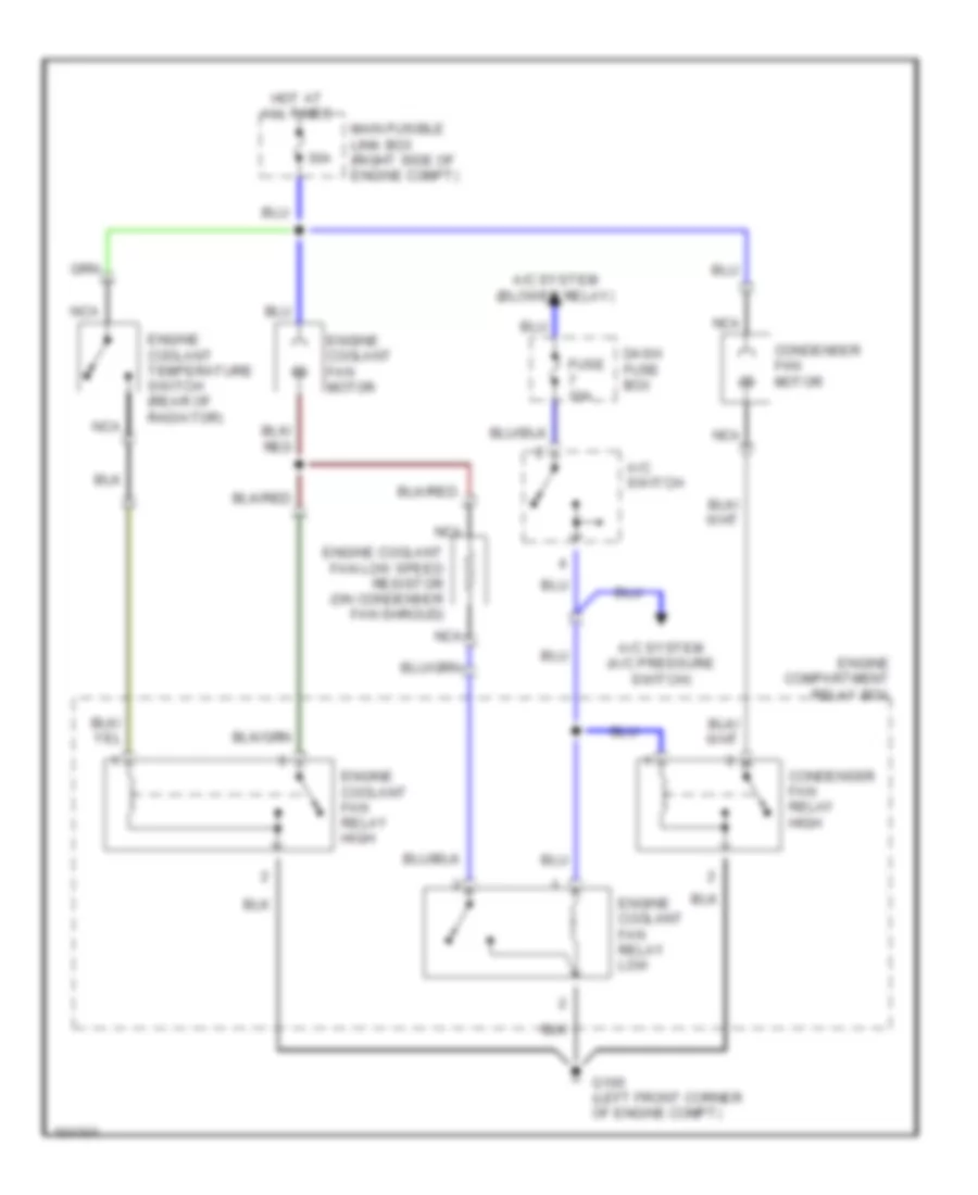 Электросхема системы охлаждения для Hyundai Excel 1990