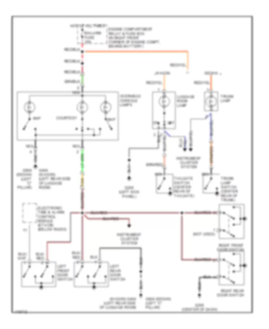 Электросхема подсветки, С Люк для Hyundai Elantra GL 1999