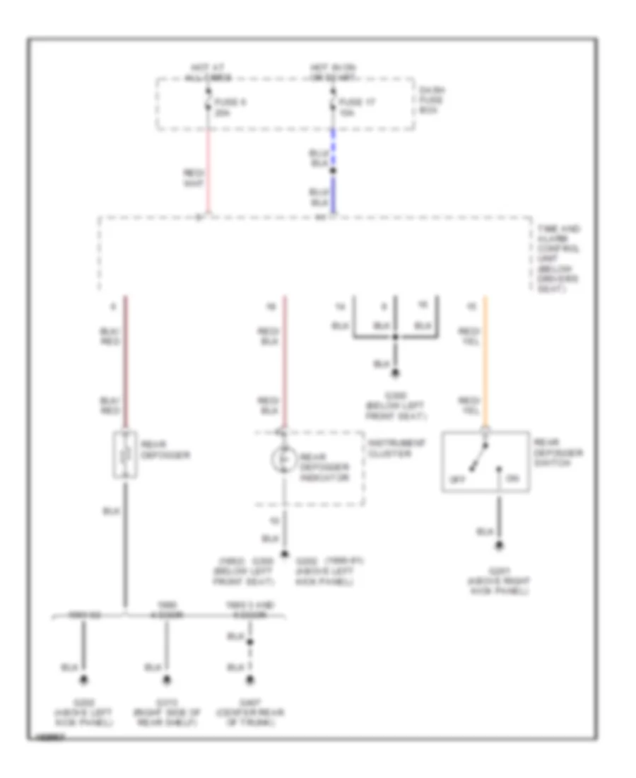 Электросхема систем антизапотевания для Hyundai Excel GLS 1991