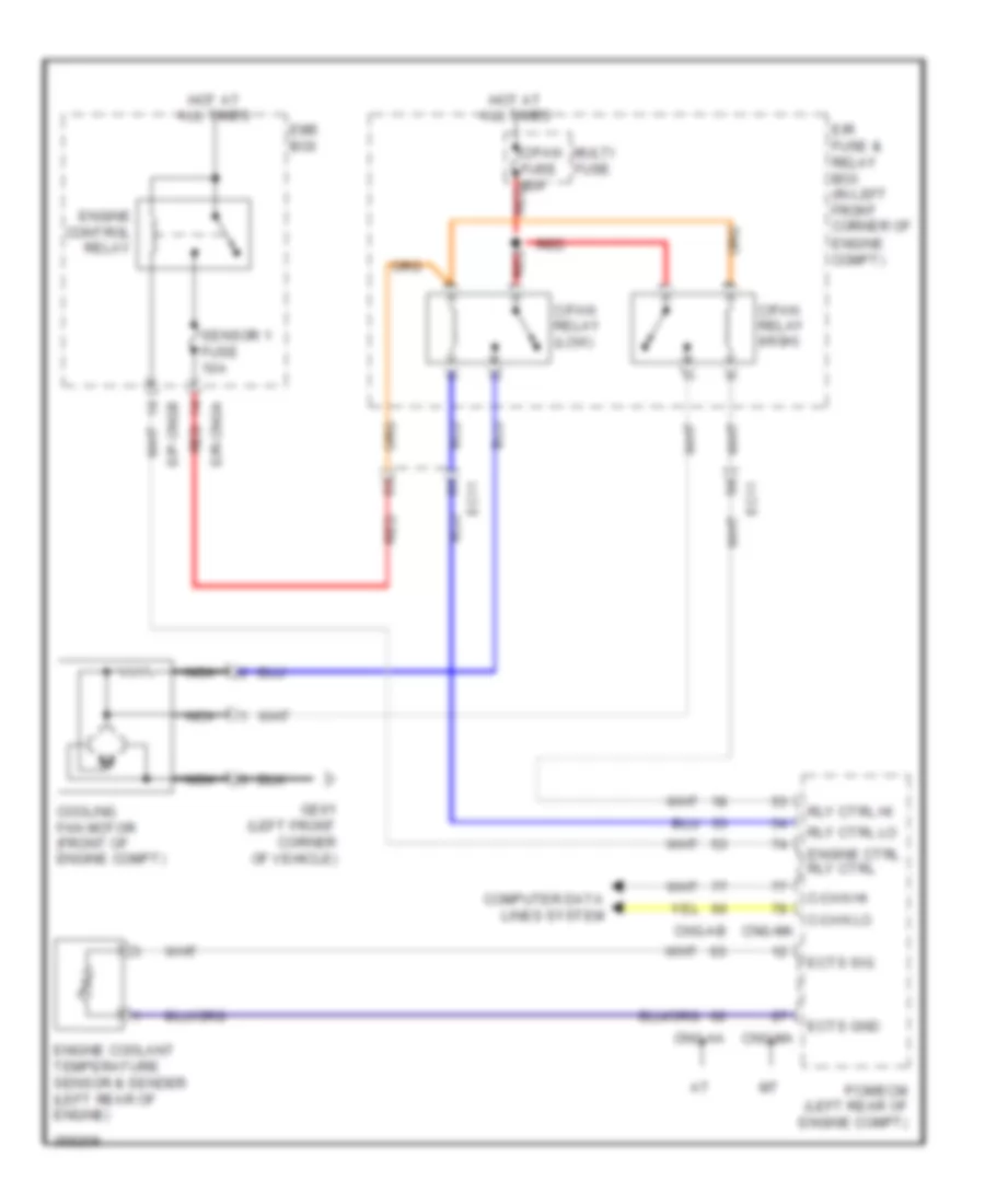 Электросхема системы охлаждения для Hyundai Elantra Limited 2012