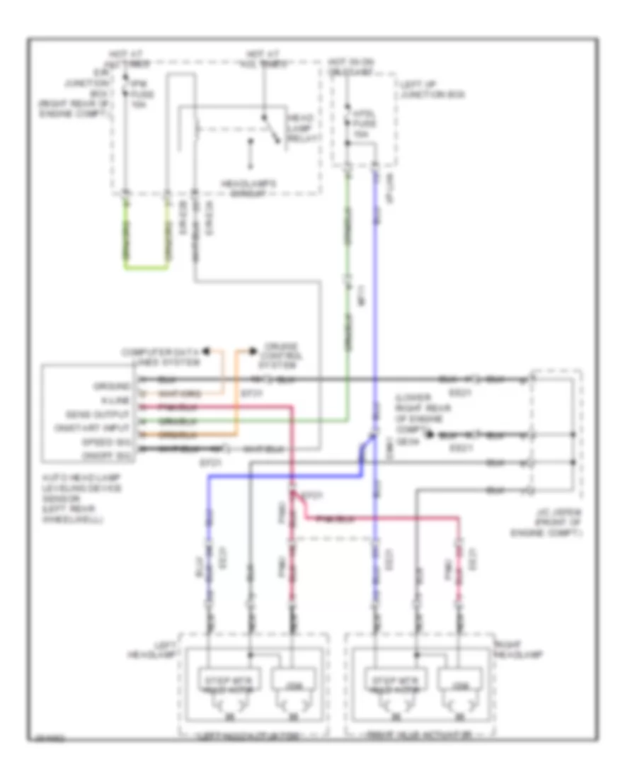 Электросхема корректора фар, без AFLS для Hyundai Genesis 4.6 2012