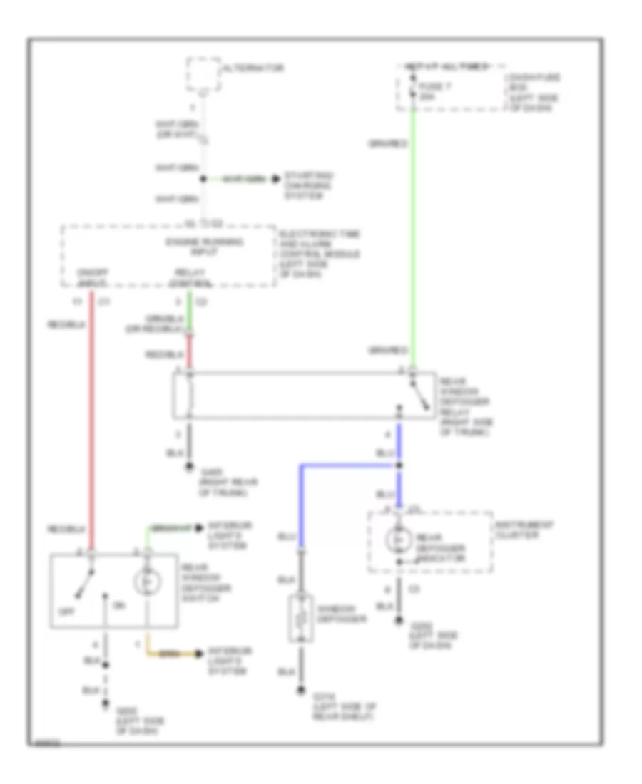 Электросхема систем антизапотевания для Hyundai Sonata 1992