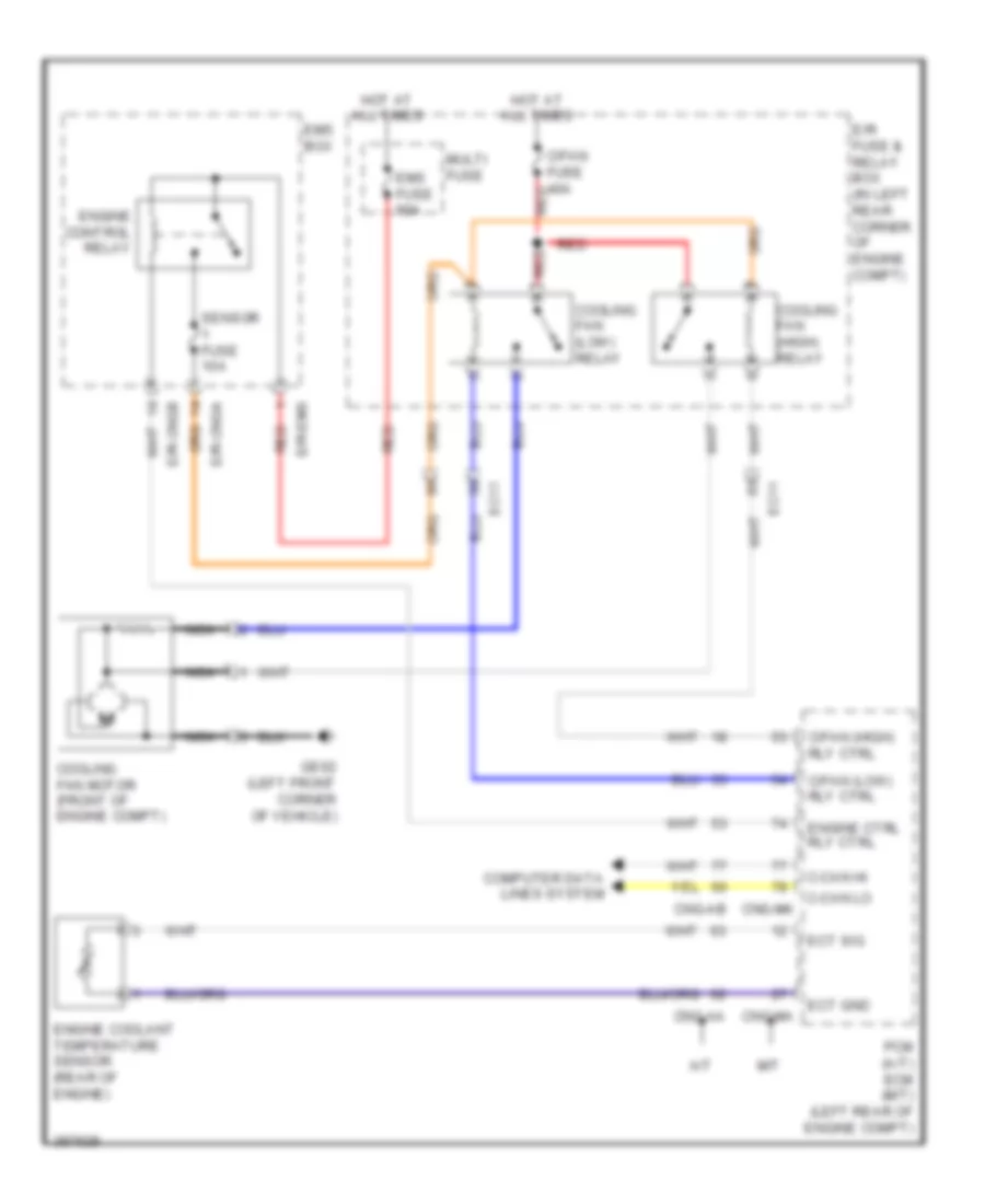Электросхема системы охлаждения для Hyundai Elantra GT 2013