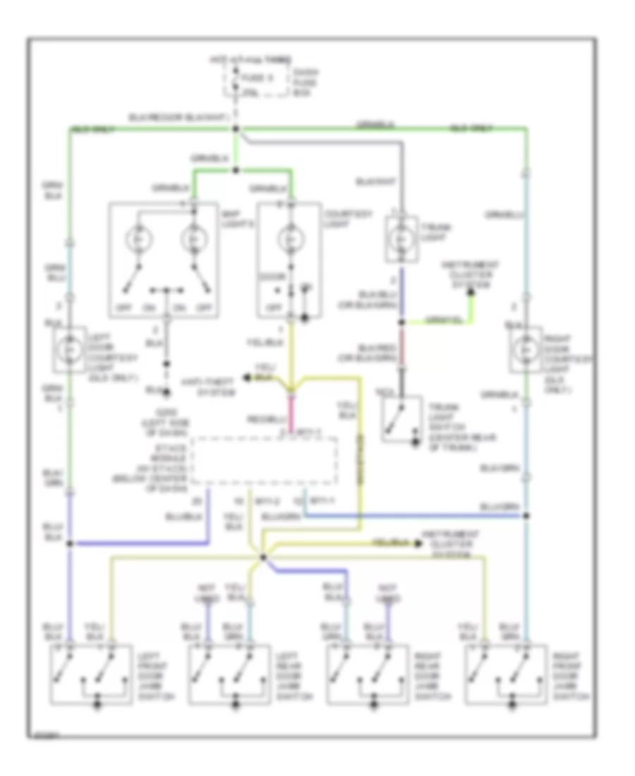 Courtesy Lamps Wiring Diagram, without Sunroof for Hyundai Sonata GLS 1995