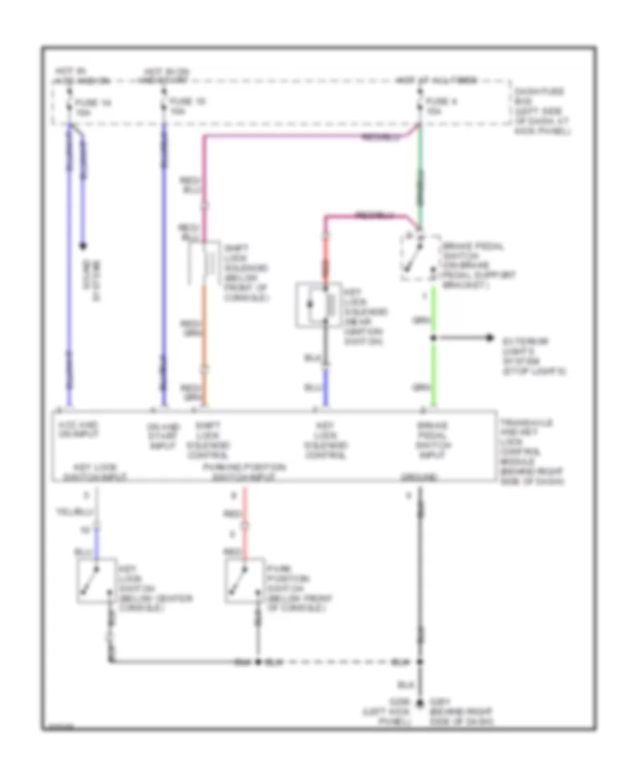 Shift Interlock Wiring Diagram for Hyundai Accent 1996
