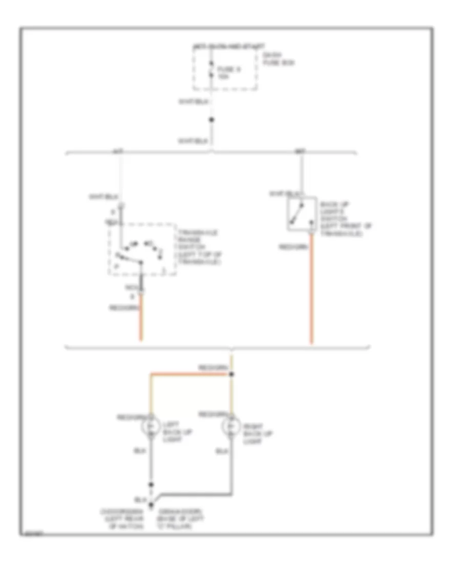Back up Lamps Wiring Diagram for Hyundai Accent L 1996