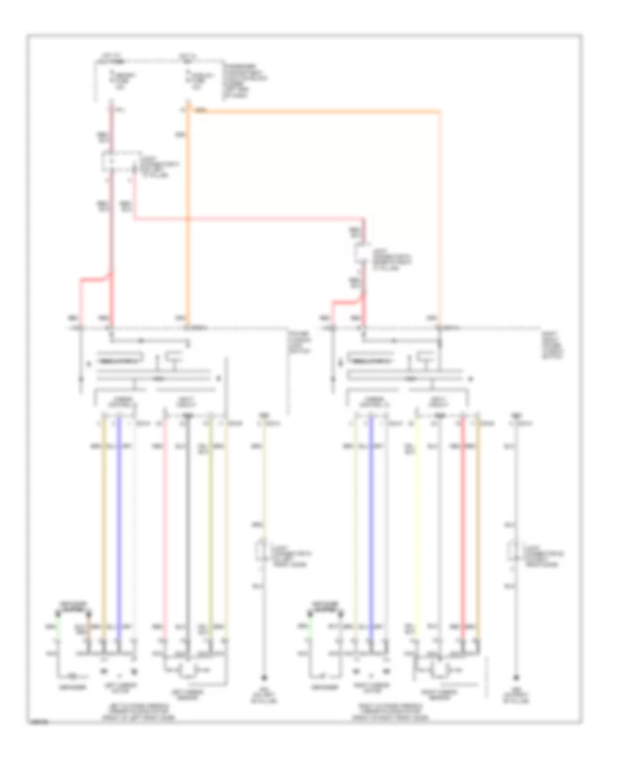 Power Mirrors Wiring Diagram, without Fold-Back Mirrors for Hyundai Azera GLS 2008