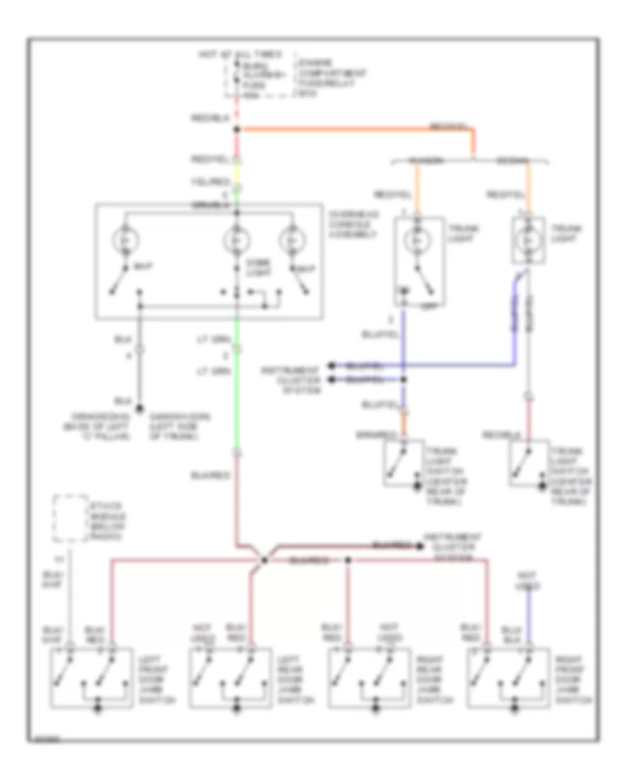 Courtesy Lamps Wiring Diagram with Sunroof for Hyundai Elantra 1996