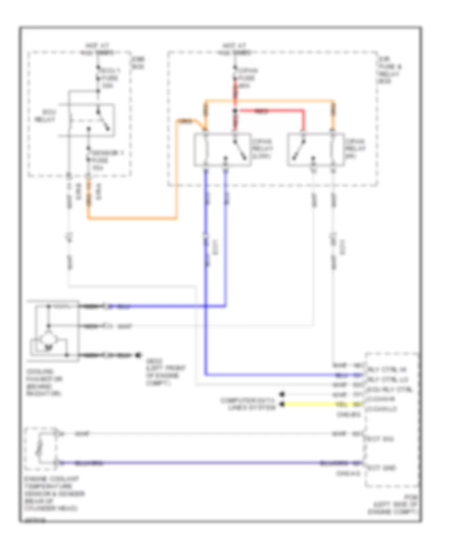 2.4L, Cooling Fan Wiring Diagram, Except Hybrid for Hyundai Sonata Limited 2013