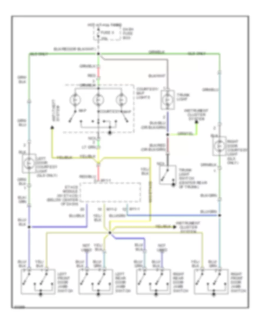 Courtesy Lamps Wiring Diagram with Sunroof for Hyundai Sonata GL 1996