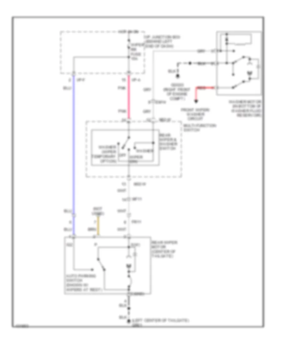 Электросхема заднего стеклоочистителя дворника и омывателя, без Телескопический валик для Hyundai Accent GS 2014