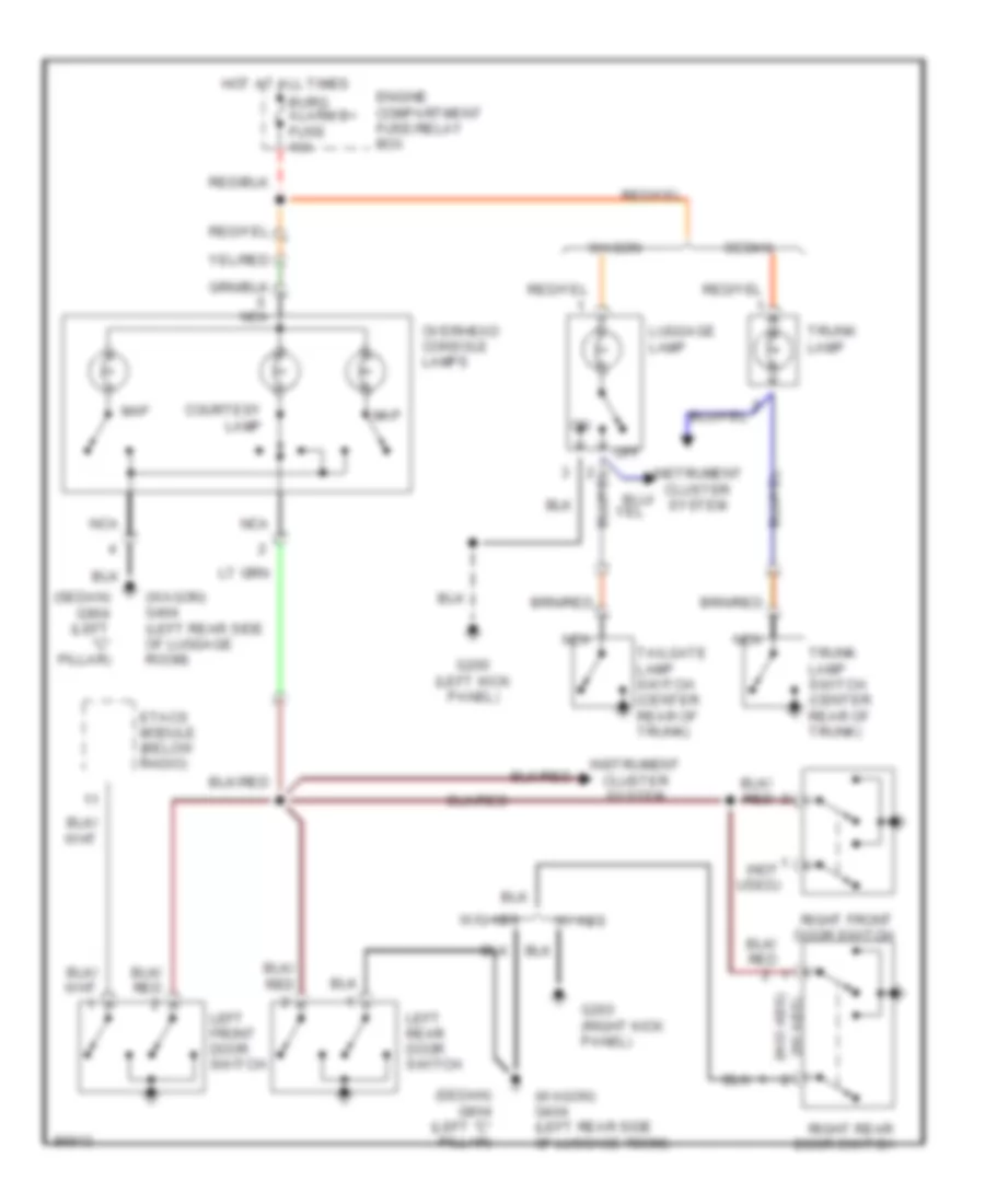 Courtesy Lamps Wiring Diagram with Sunroof for Hyundai Elantra 1997