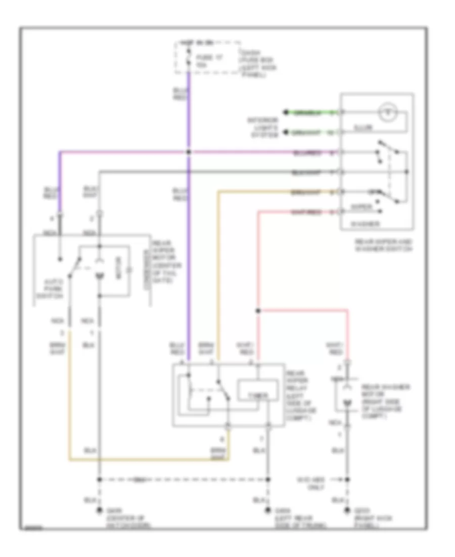 Электросхема заднего стеклоочистителя дворника и омывателя, Универсал для Hyundai Elantra GLS 1997