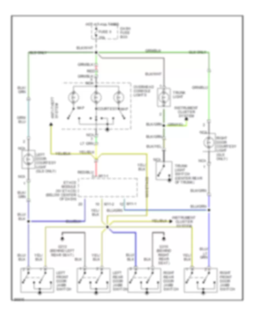 Courtesy Lamps Wiring Diagram with Sunroof for Hyundai Sonata 1997