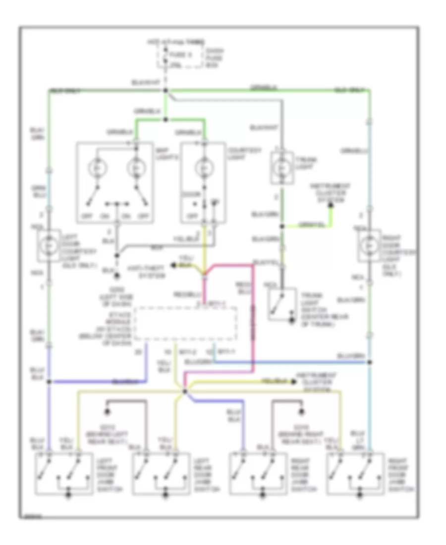 Courtesy Lamps Wiring Diagram, without Sunroof for Hyundai Sonata 1997