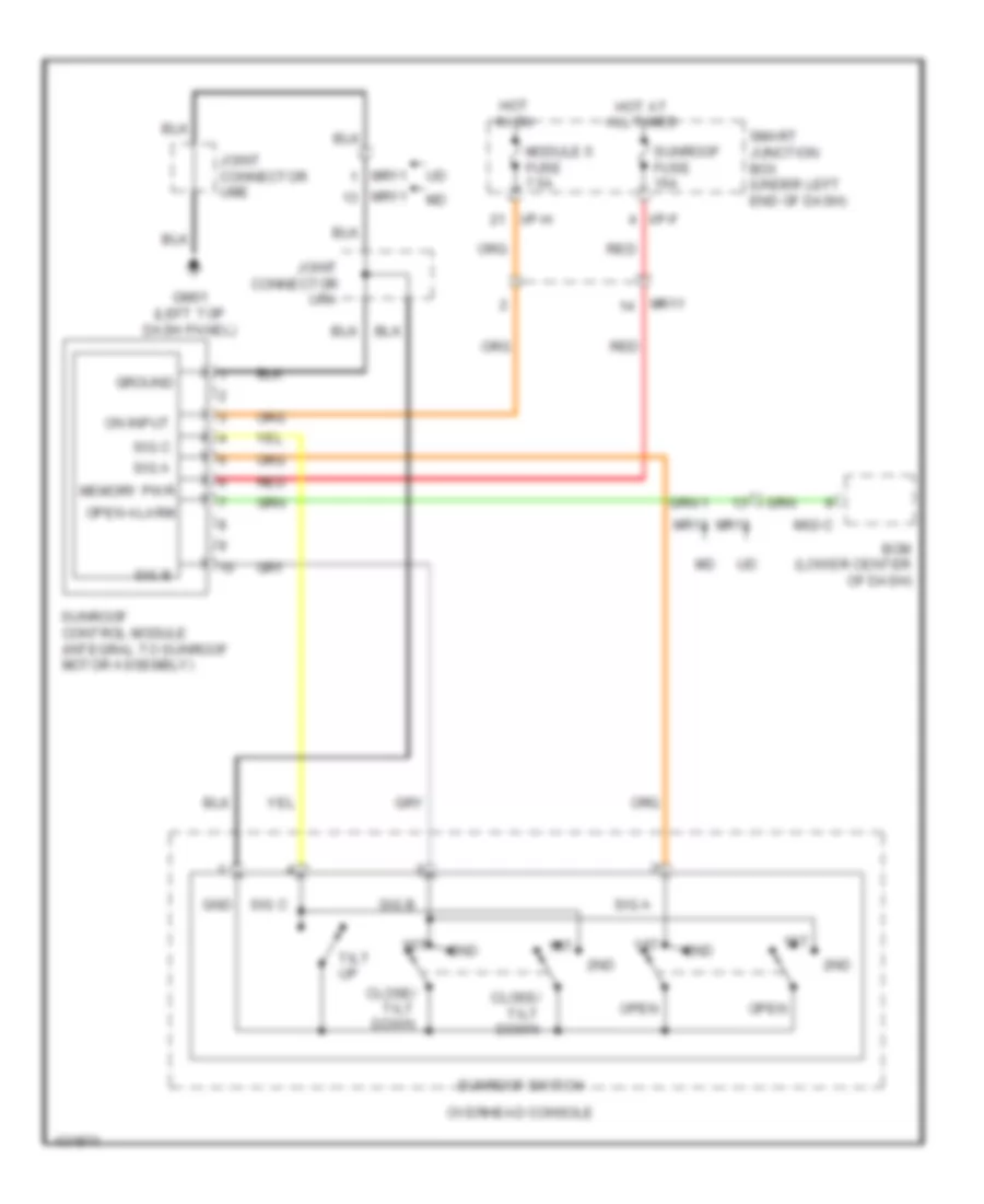 Power TopSunroof Wiring Diagram for Hyundai Elantra Limited 2014