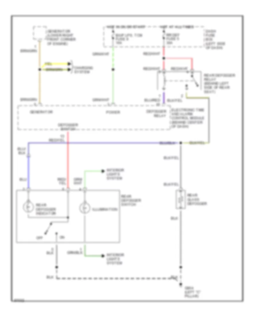 Defogger Wiring Diagram for Hyundai Tiburon 1997