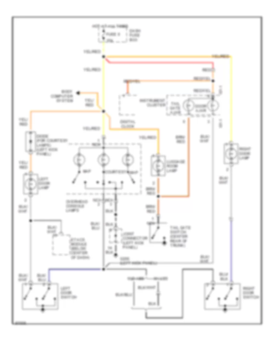 Courtesy Lamps Wiring Diagram with Sunroof for Hyundai Tiburon 1997