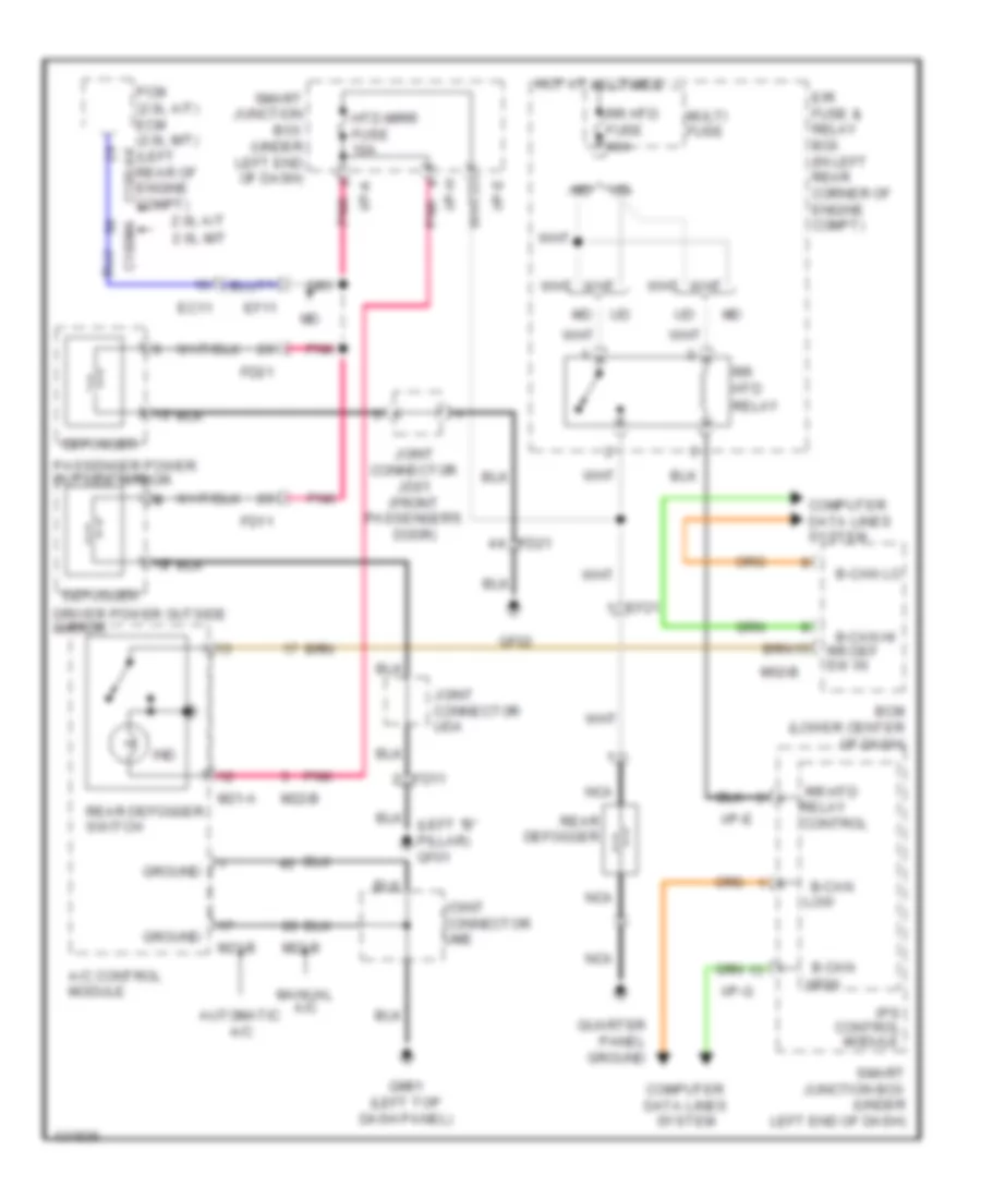 Defoggers Wiring Diagram, without Auto Defogger for Hyundai Elantra Sport 2014