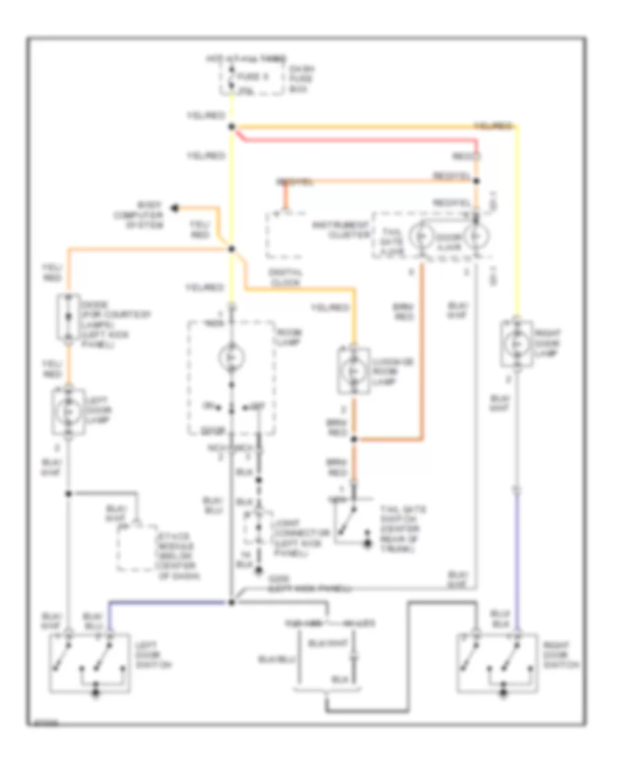 Courtesy Lamps Wiring Diagram without Sunroof for Hyundai Tiburon FX 1997