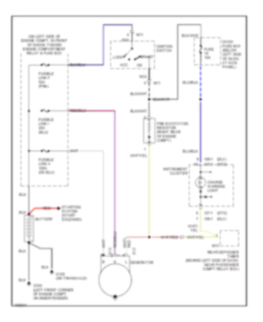 Charging Wiring Diagram for Hyundai Accent GL 1998