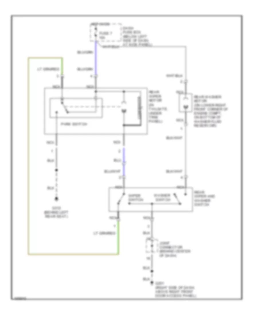 Электросхема заднего стеклоочистителя дворника и омывателя для Hyundai Accent GS 1998