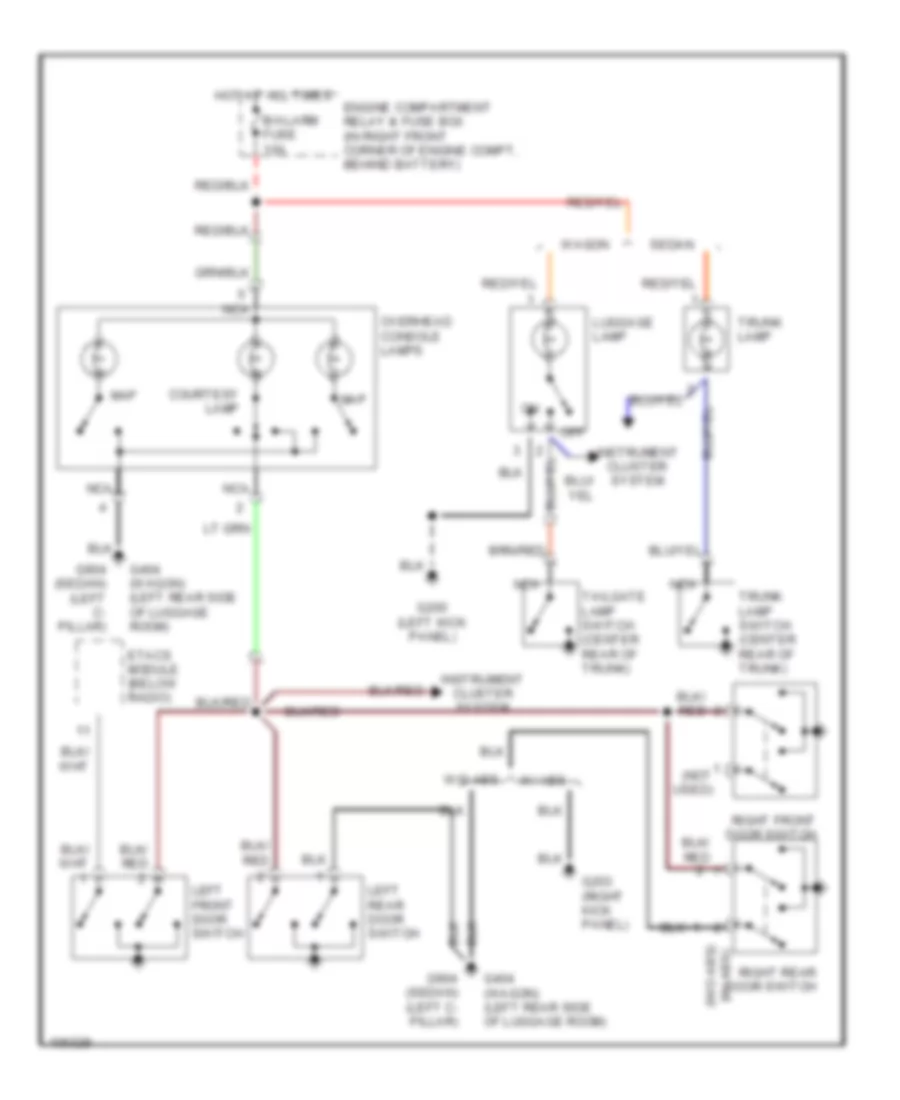 Courtesy Lamps Wiring Diagram with Sunroof for Hyundai Elantra 1998