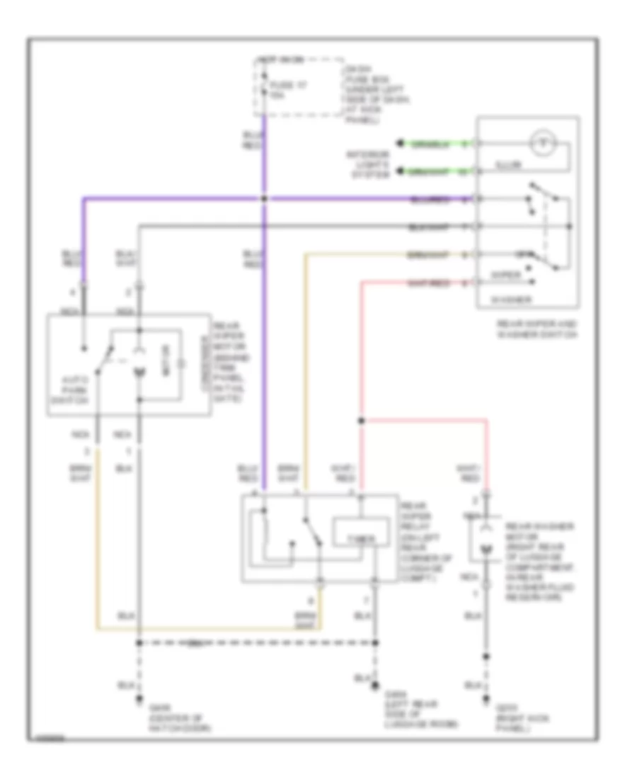 Электросхема заднего стеклоочистителя дворника и омывателя, Универсал для Hyundai Elantra 1998