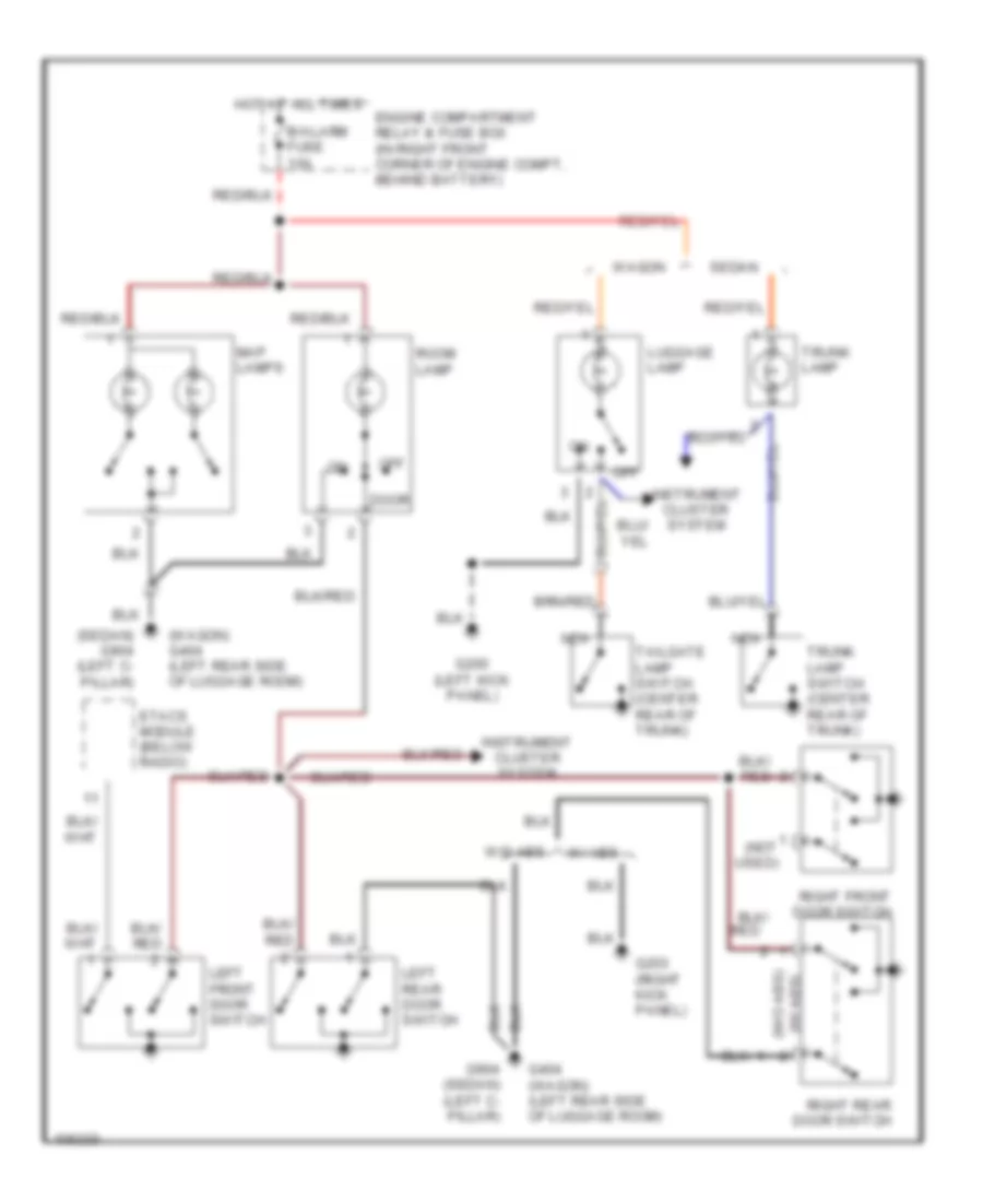 Courtesy Lamps Wiring Diagram without Sunroof for Hyundai Elantra GLS 1998